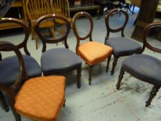 A Harlequin set of six mahogany frame chairs with balloon backs