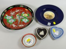 Oriental decorated charger, a Worcester-style plate by James Stinton, Royal Worcester coasters etc