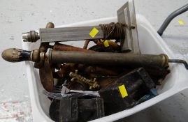 Crate of various tools, weights etc