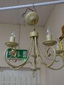 A modern painted metal five-branch ceiling light