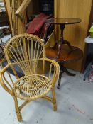 A reproduction mahogany circular occasional table together with an antique mahogany circular tri-