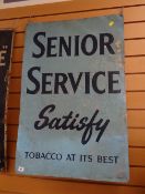 A vintage metal Franco metal advertising sign for Senior Service tobacco, 90 x 60cms