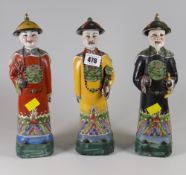 Three glazed ceramic Chinese figures