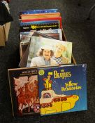 Collection of LP records including The Beatles 'Yellow Submarine', Showaddywaddy, Simon &