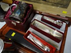 Tray of various boxed cutlery