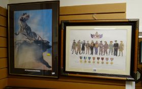 Framed limited edition print signed by the artist MALCOLM GREENSMITH, 'WWII Star Medals' together