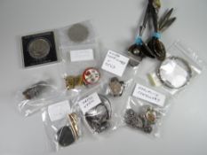 Parcel of various silver & silver plate items & marcasite sport's badges etc
