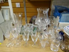 Collection of drinking glasses, small Caithness glass vase etc