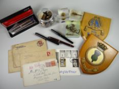 Collection of various collectables including Parker pen, scorpion paperweights etc