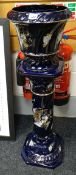 A Capodimonte cobalt blue & gilt floral decorated jardiniere stand (being sold on behalf of the