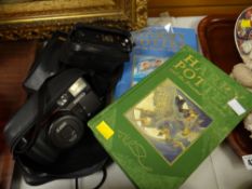 Two hardback Harry Potter volumes & three vintage cameras