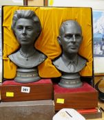 A cased limited edition Royal Doulton china Queen Elizabeth & Duke of Edinburgh busts