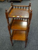 Mid-twentieth century poker-work top three-tier whatnot (being sold on behalf of Cancer Research