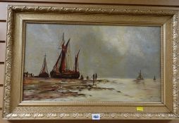 Early twentieth century oil on canvas of fishing boats