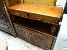 Early twentieth century buffet sideboard, two-drawer top with brass fittings & two-door cupboard