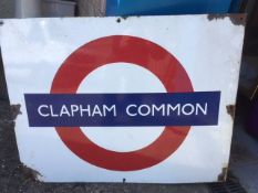 London Underground metal & enamel sign 'Clapham Common'
