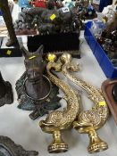 Cast metal horse & pony boot scraper, horse head door knocker etc