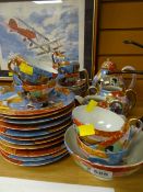 A Japanese eggshell decorated teaset