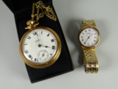 A gents yellow metal rotary wristwatch together with a Smiths pocket watch