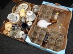 Collection of china & glassware, drinking glasses etc