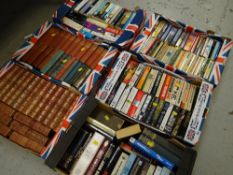 Six boxes of various hardback & paperback books including 'The Masterpiece Library of Short Stories'