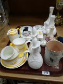 A vintage Aynsley yellow band decorated part-teaset, items of Coalport etc