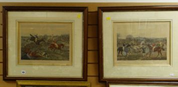 Two framed horse racing prints from Fore's 'Steeple Chase' scenes