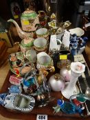 Tray of various collectables including Japanese export teaset etc