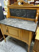 A good slate top & back Art Nouveau-style wash stand, 127 x 91 x 45cms