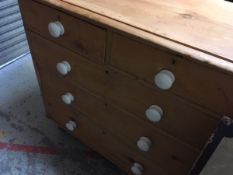 A good honey pine chest with two-short over three-long drawers