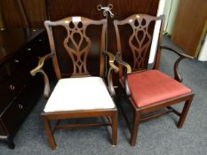 A pair of nineteenth century carver dining chairs