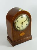 A mahogany & inlaid dome top mantel clock by Gilbert