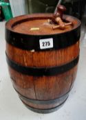 A small wooden & metal banded barrel with tap