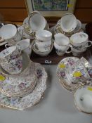 Two trays of various patterned teaware including Royal Stafford 'Rosebud' & Duchess 'Chatsworth'