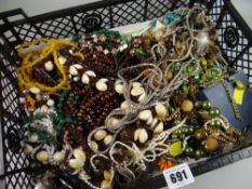 Tray of various costume jewellery