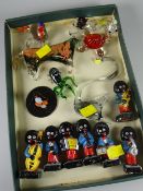 Collection of Robertson's jam, golly band figures, glass animals