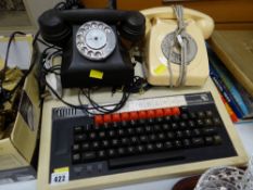 Two vintage telephones & a vintage BBC Micro Computer System