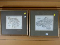 Two framed maps, North & South Wales