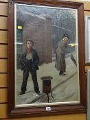 Framed Pears print of Dickensian boy roasting chestnuts