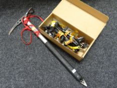 A pick axe & box of crampons