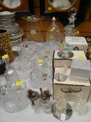 Decanters, vases, glass ornaments etc