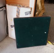 A wooden pasting table together with a green baize top card table