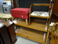 A pull-up tea / dinner trolley, footstool & another