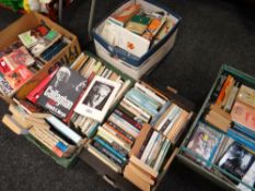 Five boxes of various hardback & paperback mainly fiction & some biography