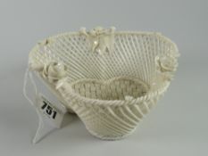 A Belleek shamrock shaped basket bowl
