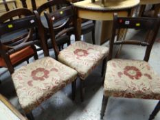 Three Edwardian cushion seat dining chairs