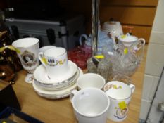 Collection of mixed china including teapots, Royal commemorative ware, glassware etc