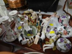 Tray of various china figures & collectables