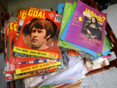 Crate of vintage publications including Private Eye, World Cup Goal etc