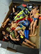Box of various Action Man-style figures